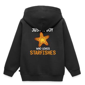 Seestern - Kinder Premium Organic Hoodie - Schwarz - Hinten - AI Model Kid Male (0cm)