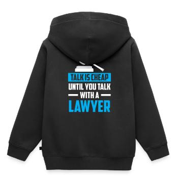 Talking is cheap until you talk to a lawyer - Kids Premium Organic Hoodie - black - Back - AI Model Kid Male (0cm)