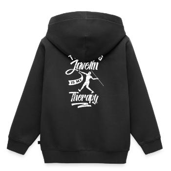 Le lancer du javelot est ma thérapie Le lanceur de javelot - Sweat Premium à capuche enfant bio - noir - Dos - AI Model Kid Male (0cm)