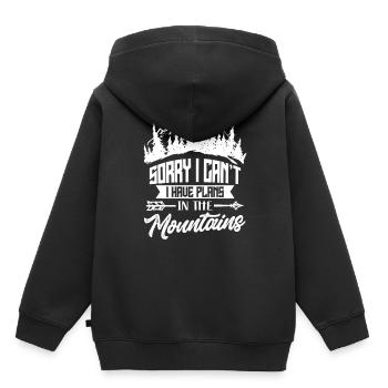 Je ne peux malheureusement pas avoir de projets en montagne - Sweat Premium à capuche enfant bio - noir - Dos - AI Model Kid Male (0cm)