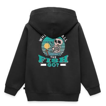 Wo Sind Die Ganzen Fische Hin? Fischen Fischer - Kinder Premium Organic Hoodie - Schwarz - Hinten - AI Model Kid Male (0cm)