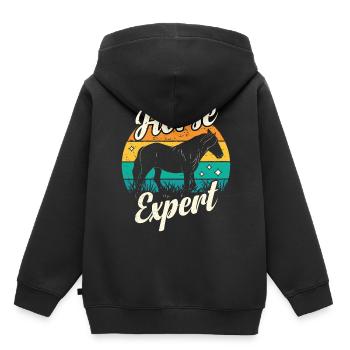Pferdeexperte Pferd Reiterhof Reiten Reiter - Kinder Premium Organic Hoodie - Schwarz - Hinten - AI Model Kid Male (0cm)