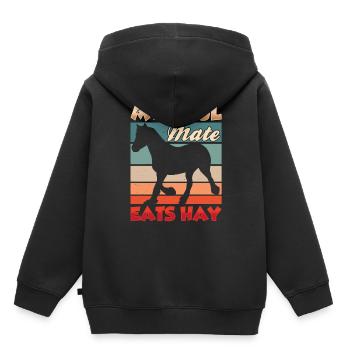 Mon âme sœur mange de l’équitation de foin - Sweat Premium à capuche enfant bio - noir - Dos - AI Model Kid Male (0cm)