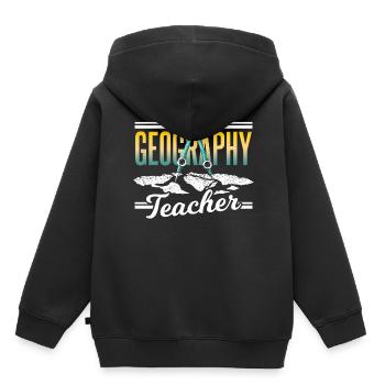 Professeur de géographie Profession Géographe Géographie - Sweat Premium à capuche enfant bio - noir - Dos - AI Model Kid Male (0cm)