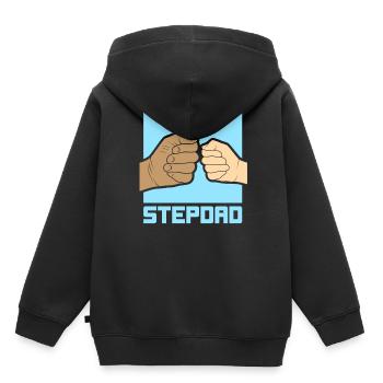 Beau-père Beau-père Beau-père Fête des pères - Sweat Premium à capuche enfant bio - noir - Dos - AI Model Kid Male (0cm)