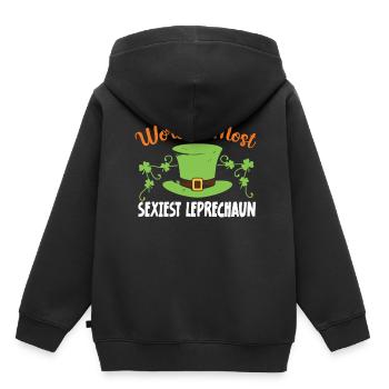 Le leprechaun le plus sexy du monde Irlande irlandaise - Sweat Premium à capuche enfant bio - noir - Dos - AI Model Kid Male (0cm)