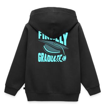 Enfin diplômé diplômé - Sweat Premium à capuche enfant bio - noir - Dos - AI Model Kid Male (0cm)