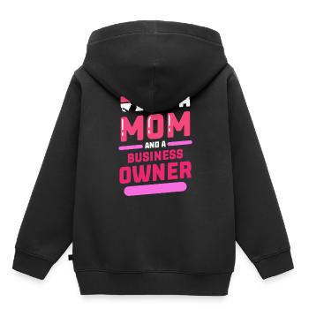 Je suis une mère et une propriétaire d’entreprise - Sweat Premium à capuche enfant bio - noir - Dos - AI Model Kid Male (0cm)