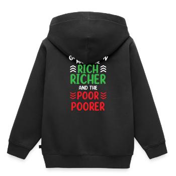Greenflation riche riche plus riche et pauvre plus pauvre - Sweat Premium à capuche enfant bio - noir - Dos - AI Model Kid Male (0cm)