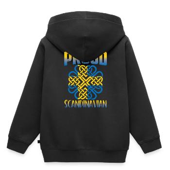 Stolzer Skandinavier Schwede Skandinavien Nordisch - Kinder Premium Organic Hoodie - Schwarz - Hinten - AI Model Kid Male (0cm)