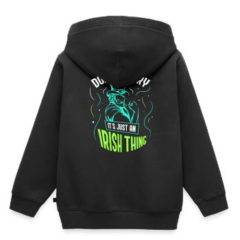 Ne vous inquiétez pas, ce n’est qu’un Irlandais excentrique irlandais - Sweat Premium à capuche enfant bio - noir - Dos - AI Model Kid Male (0cm)