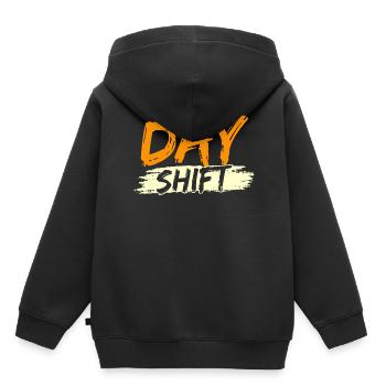 Poste de jour Travail posté Travail posté - Sweat Premium à capuche enfant bio - noir - Dos - AI Model Kid Male (0cm)