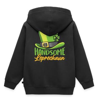 Joli lutin St Patrick Leprechaun Irlandais - Sweat Premium à capuche enfant bio - noir - Dos - AI Model Kid Male (0cm)