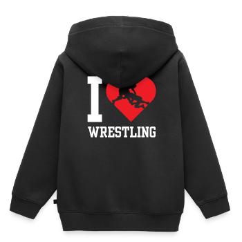 I Love Wrestling Wrestling Wrestling Wrestling - Kids Premium Organic Hoodie - black - Back - AI Model Kid Male (0cm)