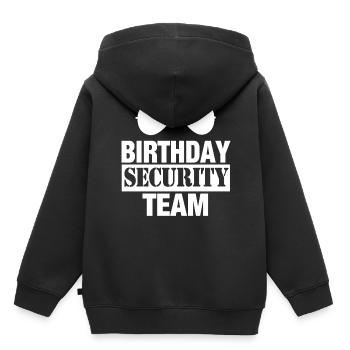 Sécurité d’anniversaire Équipe sécurité Sécurité - Sweat Premium à capuche enfant bio - noir - Dos - AI Model Kid Male (0cm)