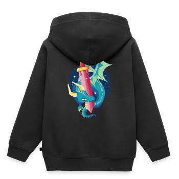 Niedliche Drachenfantasieschwert Mythische Kreatur - Kinder Premium Organic Hoodie - Schwarz - Hinten - AI Model Kid Male (0cm)