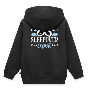Expert pour les nuitées douces fête nuitée - Sweat Premium à capuche enfant bio - noir - Dos - AI Model Kid Male (0cm)
