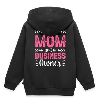 Je suis une mère et une propriétaire d’entreprise - Sweat Premium à capuche enfant bio - noir - Dos - AI Model Kid Male (0cm)