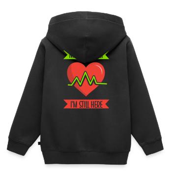 Bon cœur d’essai je suis toujours là - Sweat Premium à capuche enfant bio - noir - Dos - AI Model Kid Male (0cm)