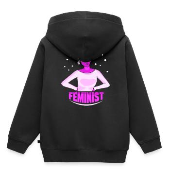 Féminisme féministe féministe féministe - Sweat Premium à capuche enfant bio - noir - Dos - AI Model Kid Male (0cm)