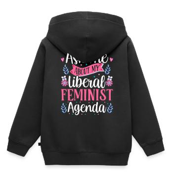 Agenda féministe libéral Féminisme féministe - Sweat Premium à capuche enfant bio - noir - Dos - AI Model Kid Male (0cm)
