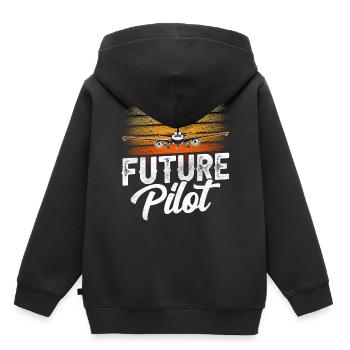 Futur pilote de petit avion jet avion léger - Sweat Premium à capuche enfant bio - noir - Dos - AI Model Kid Male (0cm)