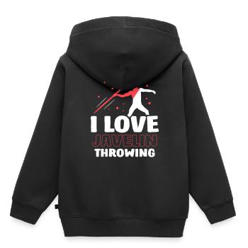J’adore lancer de javelot lancer de javelot lancer de javelot lancer de javelot - Sweat Premium à capuche enfant bio - noir - Dos - AI Model Kid Male (0cm)