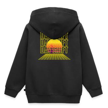 Poste de jour Travail posté Travail posté - Sweat Premium à capuche enfant bio - noir - Dos - AI Model Kid Male (0cm)