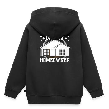 Nouveau propriétaire Propriétaire Maison de propriétaire - Sweat Premium à capuche enfant bio - noir - Dos - AI Model Kid Male (0cm)