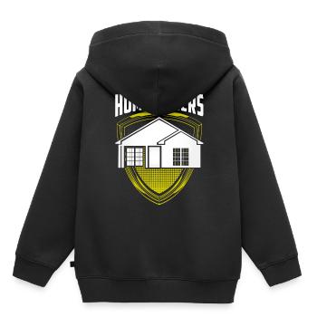 Propriétaire Propriétaire Propriétaire Hôte - Sweat Premium à capuche enfant bio - noir - Dos - AI Model Kid Male (0cm)
