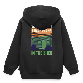 Ich Kann Nicht Ich Habe Pläne Im Schuppen Sorry - Kinder Premium Organic Hoodie - Schwarz - Hinten - AI Model Kid Male (0cm)