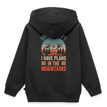 Je ne peux malheureusement pas avoir de projets en montagne - Sweat Premium à capuche enfant bio - noir - Dos - AI Model Kid Male (0cm)