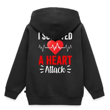 J’ai survécu à une crise cardiaque - Sweat Premium à capuche enfant bio - noir - Dos - AI Model Kid Male (0cm)