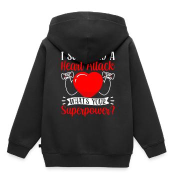J’ai survécu à une crise cardiaque - Sweat Premium à capuche enfant bio - noir - Dos - AI Model Kid Male (0cm)