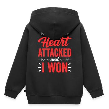 Mein Herz Hat Angegriffen Und Ich Habe Gewonnen - Kinder Premium Organic Hoodie - Schwarz - Hinten - AI Model Kid Male (0cm)