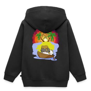 Abenteuer Freizeit Urlaubsreif Hunde Schlafmützen - Kinder Premium Organic Hoodie - Schwarz - Hinten - AI Model Kid Male (0cm)