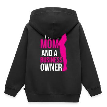 Je suis une mère et une propriétaire d’entreprise - Sweat Premium à capuche enfant bio - noir - Dos - AI Model Kid Male (0cm)