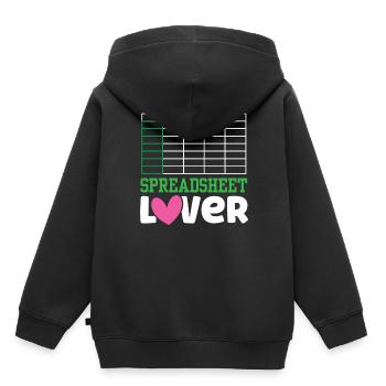 Amateurs de feuilles de calcul Table table table - Sweat Premium à capuche enfant bio - noir - Dos - AI Model Kid Male (0cm)