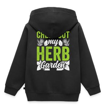 Découvrez mes herbes de jardin d’herbes aromatiques - Sweat Premium à capuche enfant bio - noir - Dos - AI Model Kid Male (0cm)