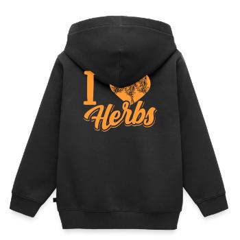 J’adore les herbes herbes herbes aromatiques jardin d’herbes aromatiques - Sweat Premium à capuche enfant bio - noir - Dos - AI Model Kid Male (0cm)