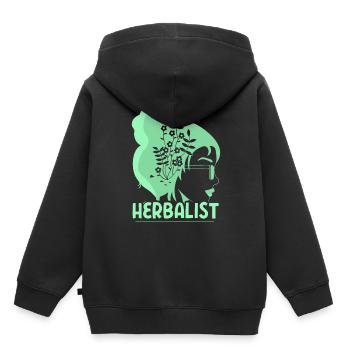Herb Collector Herb Herb Garden Herbes - Sweat Premium à capuche enfant bio - noir - Dos - AI Model Kid Male (0cm)