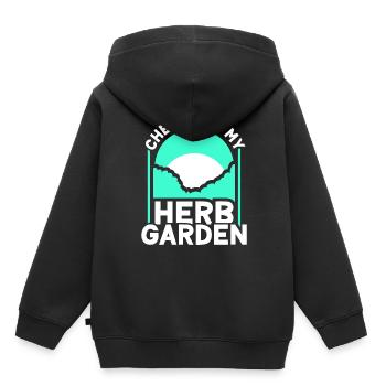 Découvrez mes herbes de jardin d’herbes aromatiques - Sweat Premium à capuche enfant bio - noir - Dos - AI Model Kid Male (0cm)