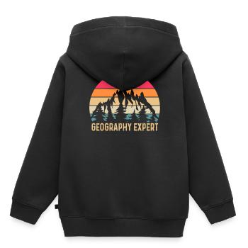 Expert en géographie Géographie Étudiant en géographie - Sweat Premium à capuche enfant bio - noir - Dos - AI Model Kid Male (0cm)