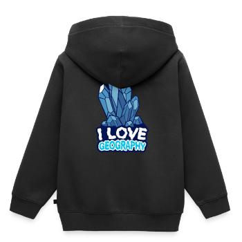 J’adore géographie Géographie Profession Géographie Géographie - Sweat Premium à capuche enfant bio - noir - Dos - AI Model Kid Male (0cm)