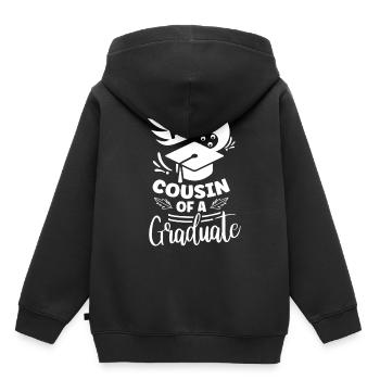 Fier cousin d’un diplômé diplômé - Sweat Premium à capuche enfant bio - noir - Dos - AI Model Kid Male (0cm)