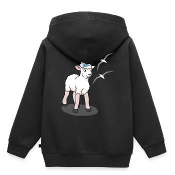 North Sea Baltic Sea Sheep Seagulls Coast Northern Germany - Kids Premium Organic Hoodie - black - Back - AI Model Kid Male (0cm)