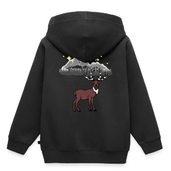 Wildnis Wildtiere Natur Hirsch Elch Naturliebhaber - Kinder Premium Organic Hoodie - Schwarz - Hinten - AI Model Kid Male (0cm)