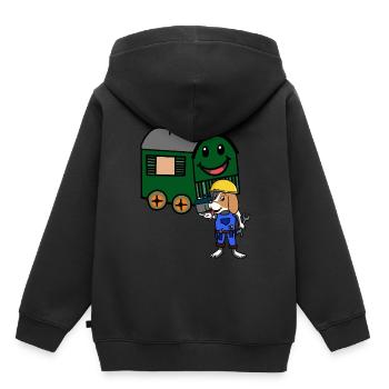 Bauwagen Handwerker Handwerk Zimmermann Hütte - Kinder Premium Organic Hoodie - Schwarz - Hinten - AI Model Kid Male (0cm)