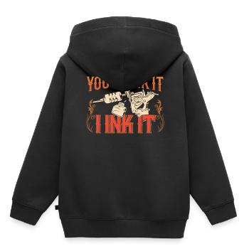 Tu penses que je l’encre Tatouage tatoueur - Sweat Premium à capuche enfant bio - noir - Dos - AI Model Kid Male (0cm)