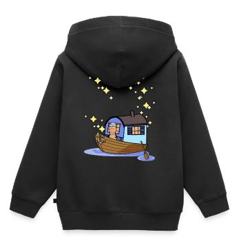 Ahoi Bateau à rames Bateau à aubes Voilier Maritime - Sweat Premium à capuche enfant bio - noir - Dos - AI Model Kid Male (0cm)